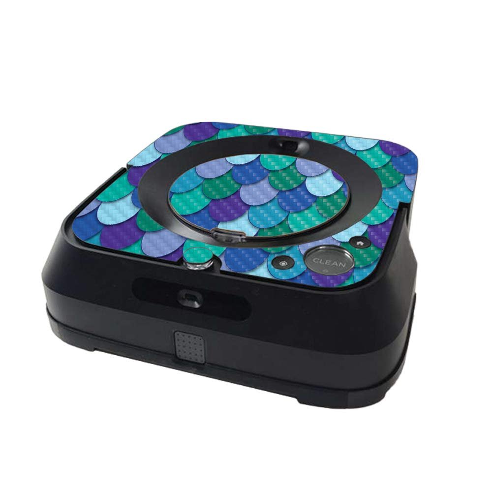 MightySkins Carbon Fiber Skin Compatible with iRobot Braava Jet m6 Minimal Coverage - Blue Scales | Textured Carbon Fiber Finish | Easy to Apply and Change Styles | Made in The USA