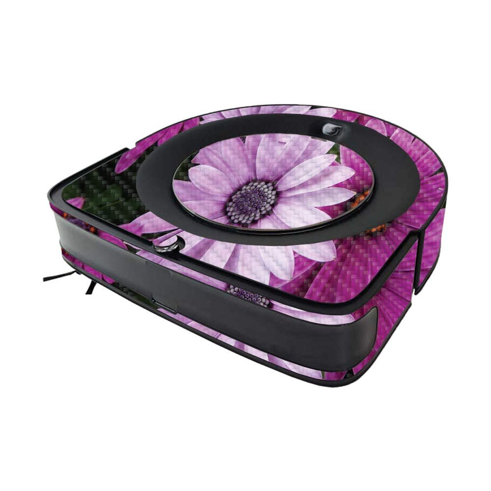 MightySkins Carbon Fiber Skin Compatible with iRobot Roomba s9 Vacuum - Purple Flowers | Protective, Durable Textured Carbon Fiber Finish | Easy to Apply | Made in The USA