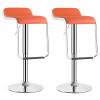 Bar Stools Set of 2 Modern Metal Swivel Lift Chair with Backrest Kitchen Counter Height Adjustment Barstool Round Base Orange -Large view 1