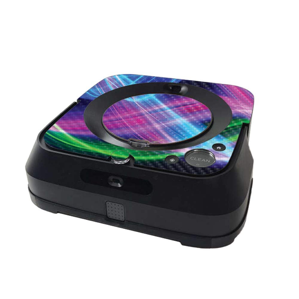 MightySkins Carbon Fiber Skin Compatible with iRobot Braava Jet m6 Minimal Coverage - Light Waves | Textured Carbon Fiber Finish | Easy to Apply and Change Styles | Made in The USA