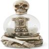 K&K Interiors 41508A 6.5 Inch Skeleton Water Globe with Tombstone & Glitter Bats, White view 1