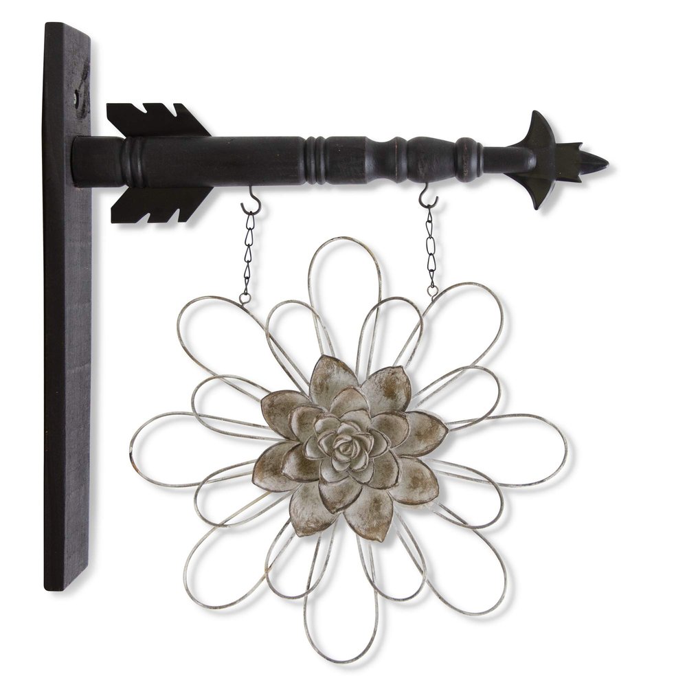 13.5 Inch Gray Metal Wire Flower with Resin Center Arrow Replacement