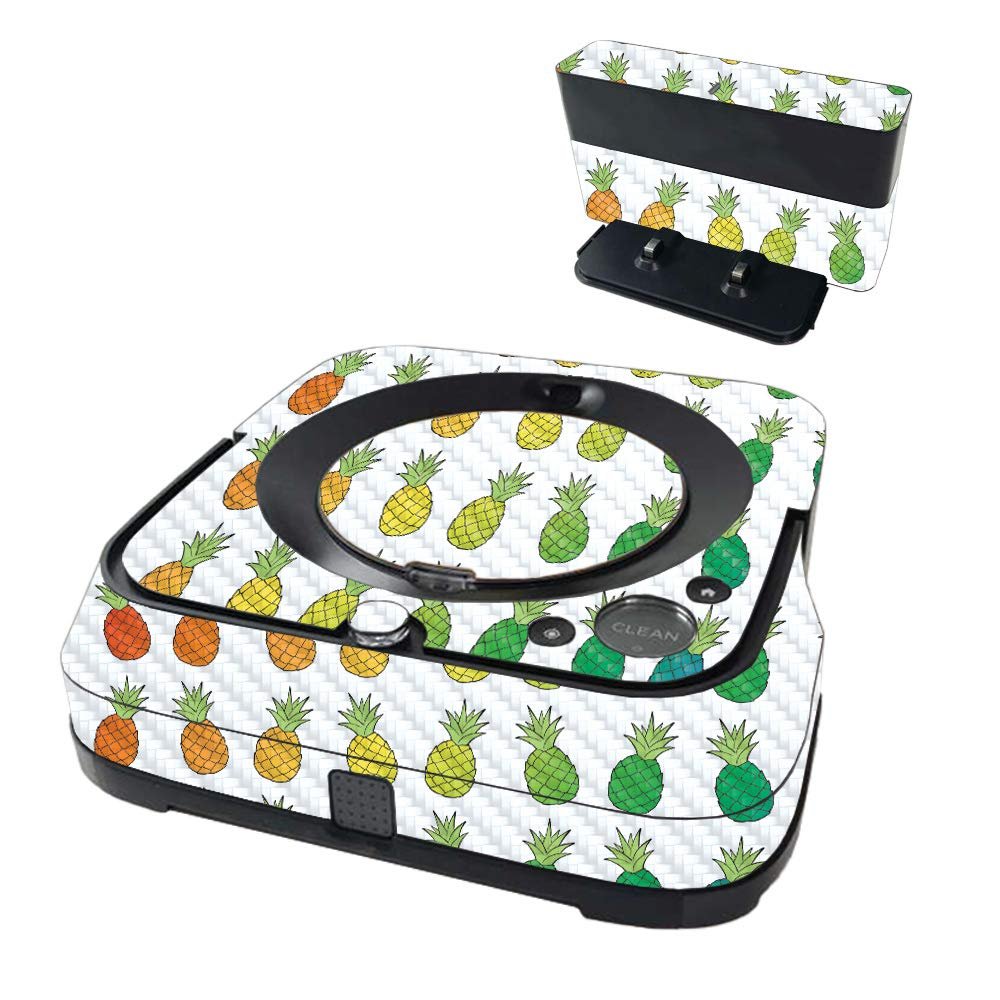 MightySkins Carbon Fiber Skin Compatible with iRobot Braava Jet m6 - Rainbow Pineapples | Protective, Durable Textured Carbon Fiber Finish | Easy to Apply | Made in The USA