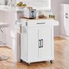 Topeakmart Kitchen Island Cart with Storage Cabinet and 1 Drawer, Rolling Kitchen Cart with Towel Rack & Spice Rack, Bamboo Countertop, White view 2