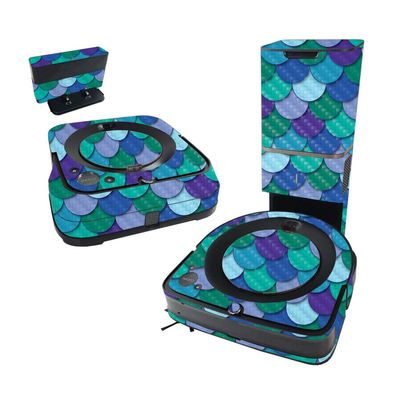MightySkins Carbon Fiber Skin Compatible With iRobot Roomba s9+ Vacuum & Braava Jet m6 Bundle - Blue Scales | Textured Carbon Fiber Finish | Easy To Apply and Change Styles | Made in the USA