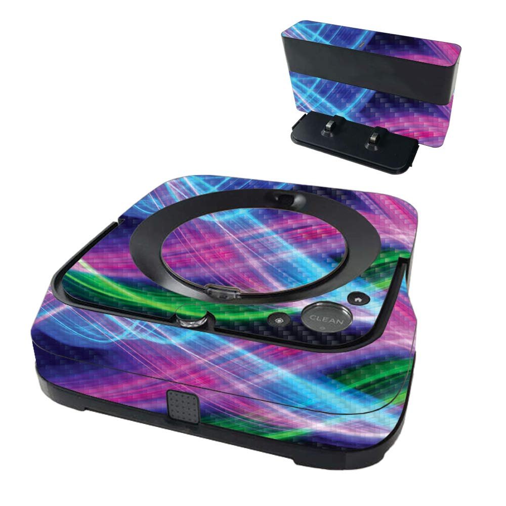 MightySkins Carbon Fiber Skin Compatible with iRobot Braava Jet m6 - Light Waves | Textured Carbon Fiber Finish | Easy to Apply and Change Styles | Made in The USA