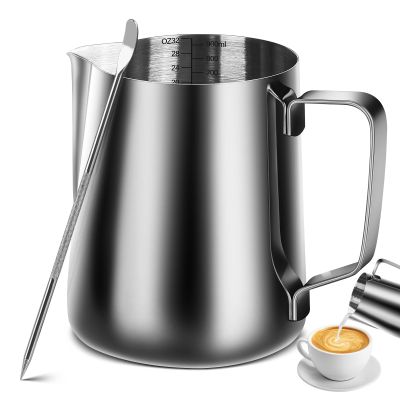 iHeartYard Espresso Milk Frothing Pitcher, Stainless Steel 300Z/900ML Coffee Milk Frother Cup with Decorating Art Pen for Espresso Machine, Latte Art