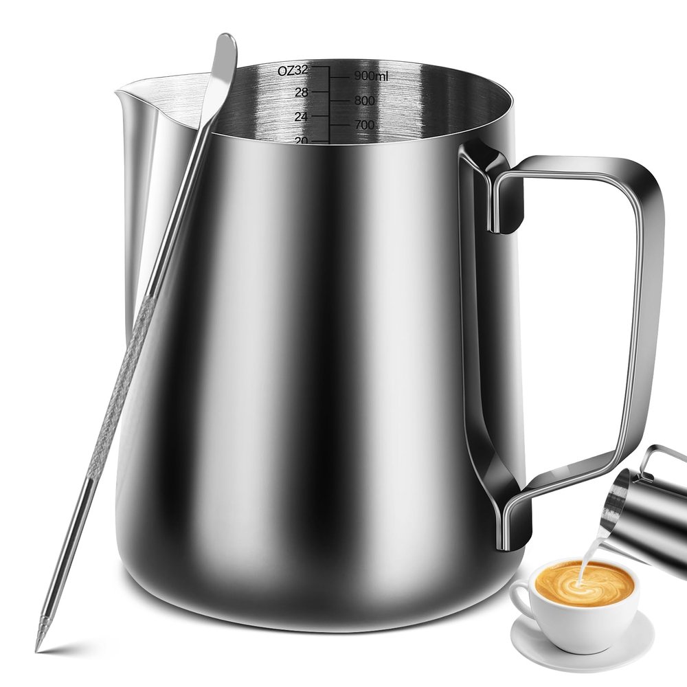 iHeartYard Espresso Milk Frothing Pitcher, Stainless Steel 300Z/900ML Coffee Milk Frother Cup with Decorating Art Pen for Espresso Machine, Latte Art