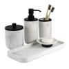 Marble & Matte Black Bathroom Accessories Set - Toothbrush Holder, Soap Dispenser, Modern Black Bathroom Decor view 1