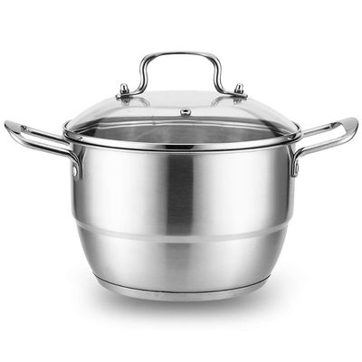 201 Stainless Steel Stock Pot/steamer, Household Soup Pot with Lid, for Gas Stove/induction Cooker (20/22/24cm) (Size : 20cm)
