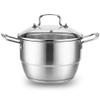 201 Stainless Steel Stock Pot/steamer, Household Soup Pot with Lid, for Gas Stove/induction Cooker (20/22/24cm) (Size : 20cm)