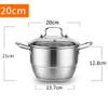 201 Stainless Steel Stock Pot/steamer, Household Soup Pot with Lid, for Gas Stove/induction Cooker (20/22/24cm) (Size : 20cm) view 2