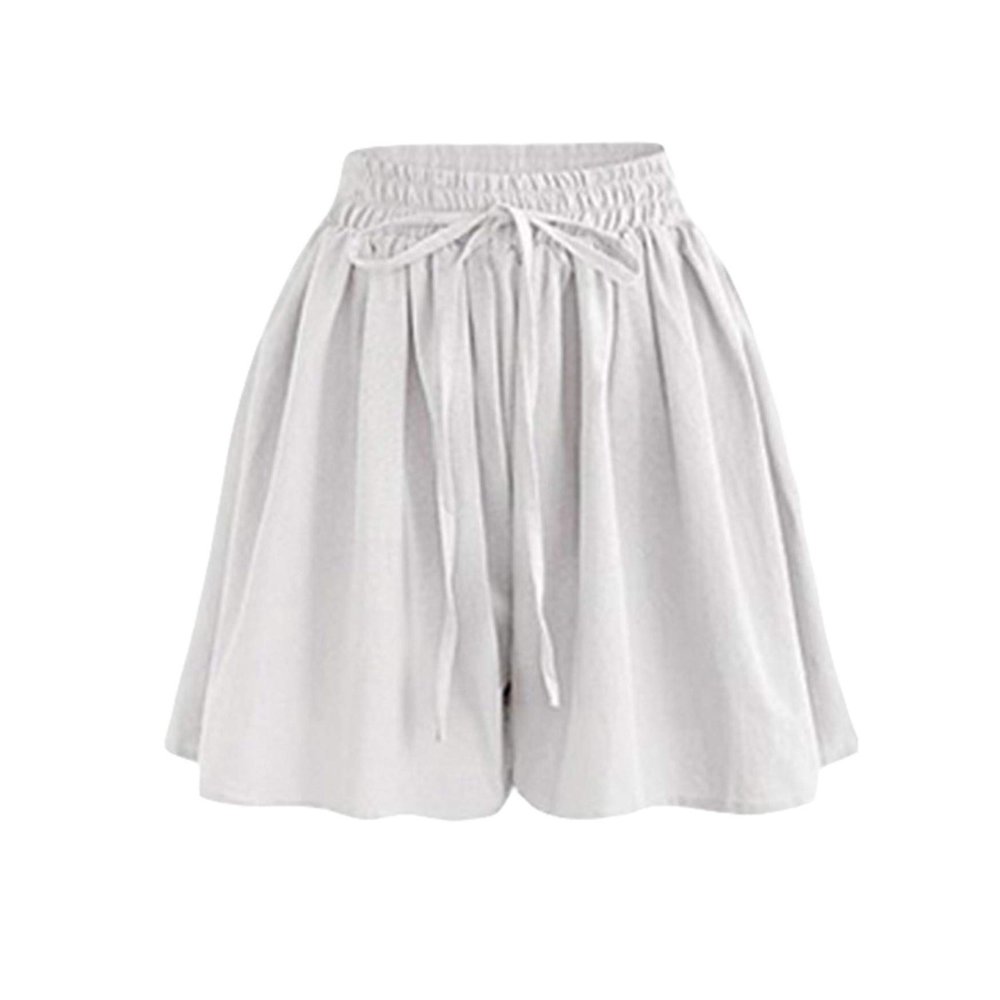 Andongnywell Women's Summer High Elastic Waist Drawstring Wide Leg Chiffon Culottes Shorts Hot pants (White,5X-Large)