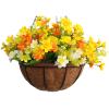 Home and Outdoors Decoration Silk Flowers Chain Hanging Basket Flowerpot Artificial Daisy Flower Yellow and Orange (Big Basket) view 3