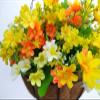 Home and Outdoors Decoration Silk Flowers Chain Hanging Basket Flowerpot Artificial Daisy Flower Yellow and Orange (Big Basket) view 4