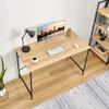 Coavas 47 inch Office Computer Desk Large Study Desk Simple Writing Table Workstation for Home, Oak Tabletop with Black Frame view 2