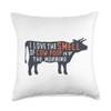 I love the smell of cow poop in the morning Funny Farmer cow Throw Pillow view 1