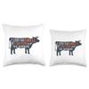 I love the smell of cow poop in the morning Funny Farmer cow Throw Pillow view 3