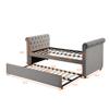 KLMM Twin Size Upholstered Daybed with Lockable Trundle Bed, Velvet Fabric Button Design, Sofa Bed Wood Slat Support Mattress for Bedroom Living Room (Gray) view 3