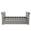 KLMM Twin Size Upholstered Daybed with Lockable Trundle Bed, Velvet Fabric Button Design, Sofa Bed Wood Slat Support Mattress for Bedroom Living Room (Gray) view 4