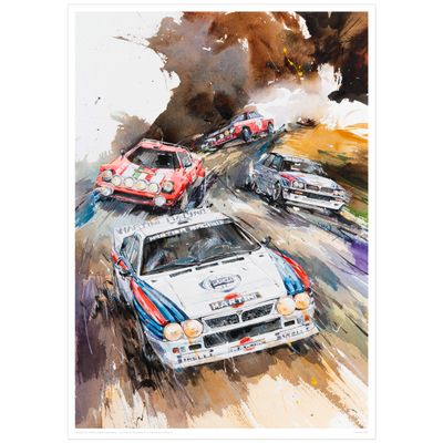 MINSEOK Watercolor Car Posters Room Decor - Premium A2 Art Old Print Pictures, Perfect Car Wall Art Gift - Brown Scenery Dynamic Rally Sports Cars