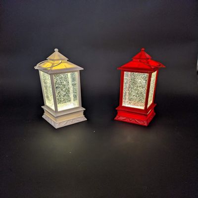 Swirling Lighted Snow Lantern, Modern, No Scene Inside (Red)