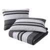 2 Piece Modern Lightweight Durable Soft Striped Blue Grey Quilt Set, All Season Multi Stripes Herringbone Pinstripe Ribbed Design Textured Coastal Bedding, Sophisticated Reversible Cotton Quilt Twin view 3