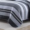 3 Piece Modern Lightweight Durable Soft Striped Blue Grey Quilt Set, All Season Multi Stripes Herringbone Pinstripe Ribbed Design Textured Coastal Bedding, Sophisticated Reversible Cotton Quilt King view 2