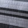 3 Piece Modern Lightweight Durable Soft Striped Blue Grey Quilt Set, All Season Multi Stripes Herringbone Pinstripe Ribbed Design Textured Coastal Bedding, Sophisticated Reversible Cotton Quilt King view 4