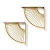 ACXZ 8inch 12inch Art Deco Shelf Brackets, Golden Designer Wall Floating Shelves, Fan-Shaped Wall Support Bracket for Home Decoration, Storage, Organization, Set of 2 view 1