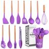 12 Pcs Purple Kitchen Utensils Set with Holder Versatile Silicone Utensils Set for Cooking and Baking, Gentle on Pots and Pans, Heat-Resistant, Stylish, Easy to Clean, Purple Kitchen Accessories view 1