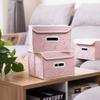 PRANDOM Foldable Storage Boxes with Lids [5-Pack] Fabric Decorative Storage Bins Cubes Organizer Containers Baskets with Cover Handles Divider for Bedroom Closet Living Room Pink 9.8x7.9x6.7 Inch view 2