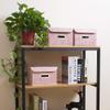 PRANDOM Foldable Storage Boxes with Lids [5-Pack] Fabric Decorative Storage Bins Cubes Organizer Containers Baskets with Cover Handles Divider for Bedroom Closet Living Room Pink 9.8x7.9x6.7 Inch view 3