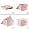 PRANDOM Foldable Storage Boxes with Lids [5-Pack] Fabric Decorative Storage Bins Cubes Organizer Containers Baskets with Cover Handles Divider for Bedroom Closet Living Room Pink 9.8x7.9x6.7 Inch view 4