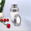 Akanksha Arts Small 6 x 4 inch Brass Cremation Urn Memorial Container - 650 ml, White. Rare Handicraft, with Bag view 4