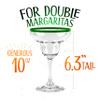 10 oz Margarita Cocktail Glasses + Colorful Party Rims | Set of 4 | Classic Frozen Drinks Stemware + Fun Cactus Gift Box | Thick Stem, Heavy Duty, Clear Hand Blown Glassware Drinking Set view 3