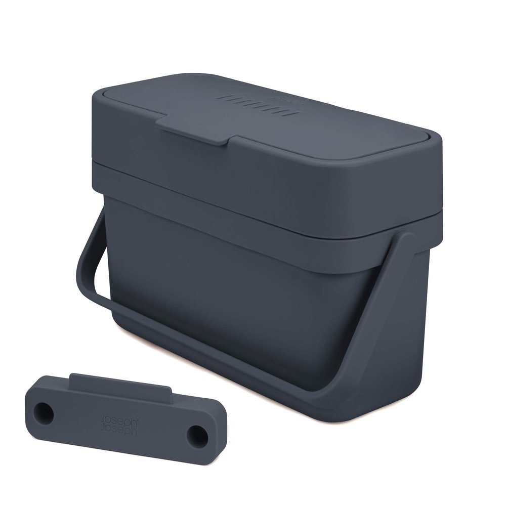 Joseph Joseph Compo Mountable Food Waste Caddy, Easy-Fill with Adjustable Air Vent Compost Bin, 4 Liters/1 Gallon, Graphite