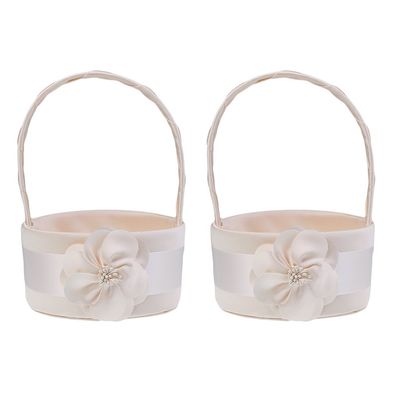 harayaa Set of 2 Pieces Elegant Champagne Floral Flower Girls Basket
