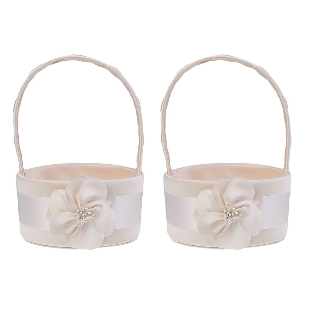 harayaa Set of 2 Pieces Elegant Champagne Floral Flower Girls Basket