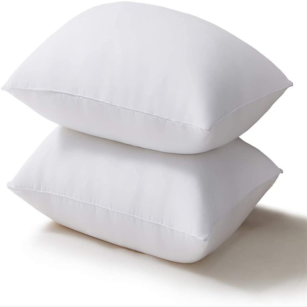 Acanva Bed Pillows for Sleeping 2 Pack, Alternative Microfiber Filled, Natural Cover Skin-Friendly, Soft and Supportive for Side Back Sleepers, King (Pack of 2), White
