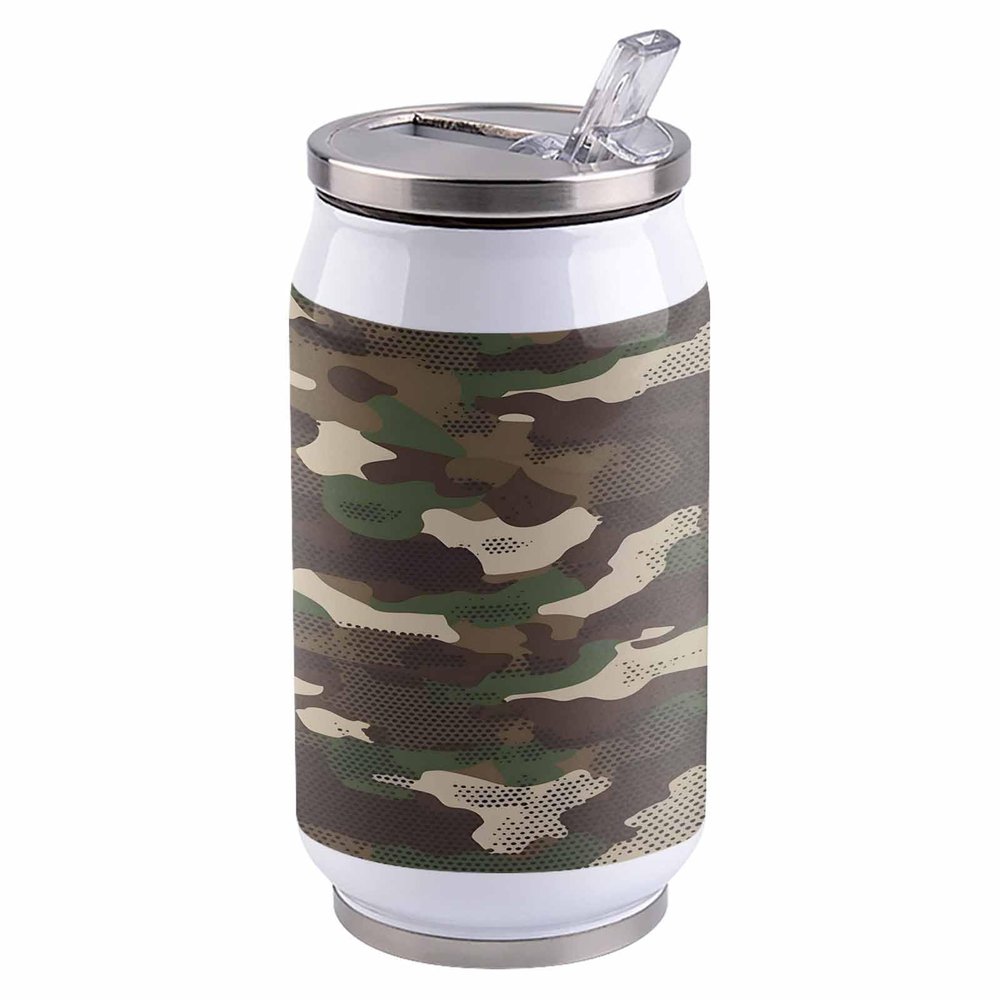 14oz Stainless Steel Tumbler with Lid & Straw-Double Wall Vacuum Insulated Insulated Travel Mug,Green Camouflage Water Bottle Coffee Beverage Drinks Cup for Adults Kids