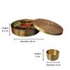 The Advitya Indian Spice Box |Brass Masala Dabba Set with Embossed Lid I Storage Box Masala Dani | Kitchen Storage Spice Rack Spice Container With Lid 7 Compartments & Spoon | 7 in. view 4