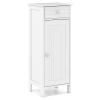 Tangkula Bathroom Floor Cabinet, Free-Standing Single Door Storage Cabinet with Drawer & 2 Adjustable Shelves, Wooden 14L Narrow Side Storage Organizer for Small Spaces, Living Room, Kitchen (White) view 1