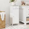 Tangkula Bathroom Floor Cabinet, Free-Standing Single Door Storage Cabinet with Drawer & 2 Adjustable Shelves, Wooden 14L Narrow Side Storage Organizer for Small Spaces, Living Room, Kitchen (White) view 2
