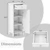 Tangkula Bathroom Floor Cabinet, Free-Standing Single Door Storage Cabinet with Drawer & 2 Adjustable Shelves, Wooden 14L Narrow Side Storage Organizer for Small Spaces, Living Room, Kitchen (White) view 3