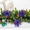 20 Pcs Christmas Dark Purple Glitter Mesh Holly Leaf Artificial Poinsettia Flowers Picks Tree Ornaments 6.3" W for Dark Purple Christmas Tree Wreath Garland Floral Gift Winter Wedding Holiday Decor view 4