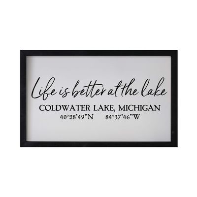 LifeSong Milestones Personalized Home Framed Shadow Box Life is Better at The Lake Gift for Parents, Christian Wall Decor for Husband, Wife Housewarming Table and Shelf Sitters 12x18 (Black)