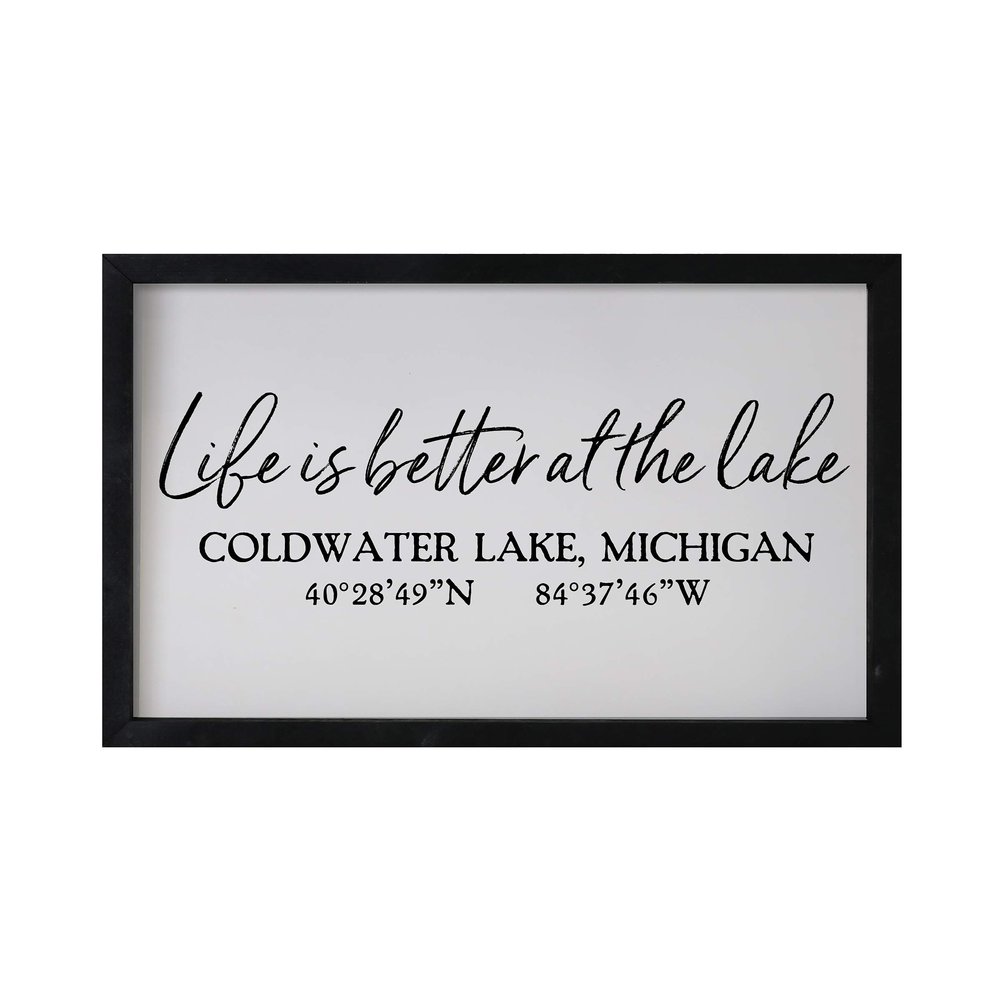 LifeSong Milestones Personalized Home Framed Shadow Box Life is Better at The Lake Gift for Parents, Christian Wall Decor for Husband, Wife Housewarming Table and Shelf Sitters 12x18 (Black)