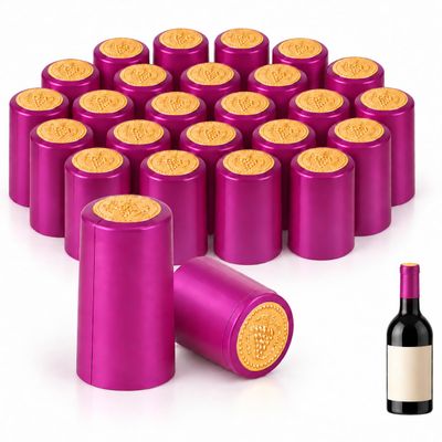 Cabilock 100Pcs PVC Heat Shrink Wine Bottle Capsules, Rosy Red Sleeves