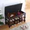 LEILISI Shoe Bench, Wood Storage Bench with Cushion Seat, Shoe Rack with Hidden Storage Space for Entryway Living Room Bedroom Hallway (Walnut, 31.5'') view 3